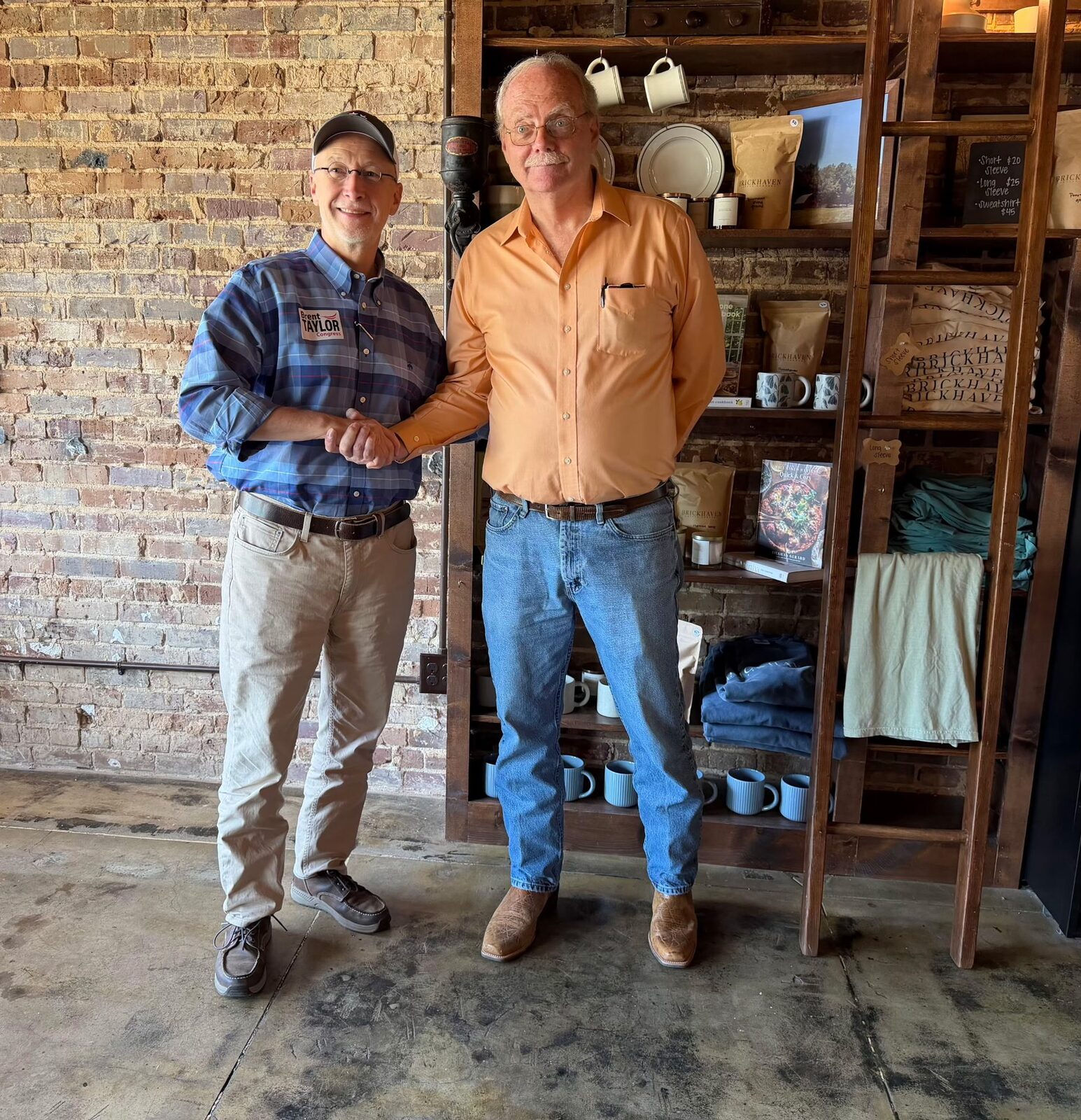 Kim Bienash with congressional candidate Brent Taylor at Brickhaven Coffee