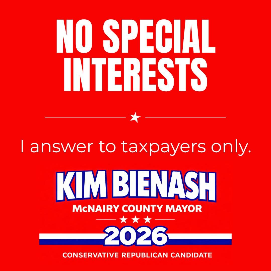 Kim Bienash – No Special Interests campaign graphic